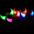 LED light-up devil horn headbands with heart detail in green pink red blue set - Luminous Devil Horns