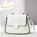 White crocodile embossed leather handbag with gold hardware and removable shoulder strap - White