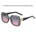 Oversized square sunglasses in transparent grey frame with grey-pink gradient lenses - Trans Gray Frame Grey Pink Lens