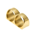 Nahaufnahme des polierten vergoldeten Edelstahl-Doppelrings im industriellen Design - US 10 / Gold