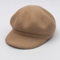 Klassische khakifarbene Schirmmütze aus Wollfilz für Damen mit weicher Textur für den Herbst - Verstellbar / Camel