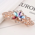 Floral hair clip in golden finish with colorful rhinestones for thick hair - Colorful Petal