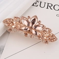 Champagne gold crystal floral spring hair clip with rhinestones for thick hair - Champagne Petal