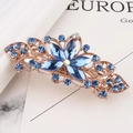 Golden flower hair clip with large blue crystal and rhinestones for thick hair - Royal Blue Petal