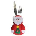 Porte-couverts Père Noël en feutre rouge pour décoration de table de Noël festive - Père Noël