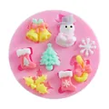 Molde de silicona rosa con muñeco de nieve y copos para chocolate y jabón artesanal - Rosa