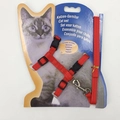 Verstellbares rotes Katzen-Geschirrset aus Nylon auf einer Verkaufsverpackung - Rot