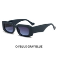 Retro rectangle sunglasses featuring a thick blue frame and gradient gray-blue lenses - Blue Frame Gray Blue Lens