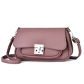 Elegant rose pink lychee leather crossbody bag for women with silver metal buckle - Purple
