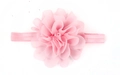 Detailed view of handmade pink chiffon flower headband for babies on white background - Pink