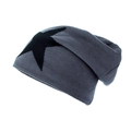 Bonnet en maille gris avec grand motif d'étoile noire, coupe thermique confortable - Gris