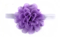 Macro detail of purple chiffon flower headband for babies with soft elastic fabric - Purple