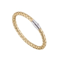 Handcrafted black braided leather bracelet with silver magnetic clasp for men - Gold