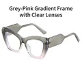 Cat eye glasses in a grey pink gradient frame with clear lenses and translucent finish - Grey Pink Frame White Lens