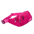 Waterproof rose red Oxford cloth sports waist bag with adjustable strap and zip pockets - 17" / Rose Red