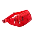 Waterproof red oxford fabric waist bag with three zipper pockets and adjustable strap - 17" / Red
