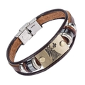 Brown braided leather Aquarius zodiac bracelet with 316L stainless steel buckle - Virgo