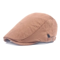 Gorra plana clásica marrón para hombre en sarga de algodón con hebilla ajustable - Caqui