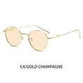Retro small oval metal sunglasses with gold frames and champagne lenses for a trendy look - Gold Frame Champagne Lens