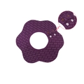 Dark purple petal baby bib with white and green polka dots and adjustable snap closure - Pure Cotton Double-breasted - Dark Purple Polka Dots