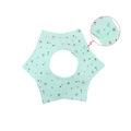 Mint green 360-degree star-shaped cotton baby bib with golden star patterns and snaps - Pure Cotton Double-breasted Buttons - Green Snowflake