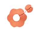 Orange petal-shaped cotton baby bib with white polka dots and adjustable snaps - 100% Cotton Double-breasted - Orange Polka Dots