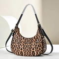Stylish leopard print hobo shoulder bag with black adjustable strap and gold zipper - Classic Yellow Leopard Print (DX21229)