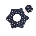 Navy blue star pattern cotton baby bib with adjustable snaps and soft gauze layers - Pure Cotton Double-breasted Button - Navy Blue Five-star