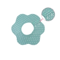 Mint green baby bib with white polka dots and adjustable snap buttons in petal shape - Pure Cotton Double-breasted - Light Blue Polka Dot