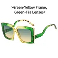 Gafas de sol cuadradas grandes con montura degradada verde amarillenta y lentes de té - Montura Verde Amarilla Lentes Verde Amarilla
