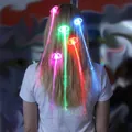 Macro detail of LED jellyfish fiber optic hair extensions glowing in multiple colors - Luminous Hair Braid