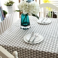 Grey and white geometric triangle tablecloth in a warm home dining setting with flower vase - 60x60cm / Without Lace / Grey/White