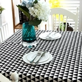 Minimalist black and white geometric triangle tablecloth with lace edge for home decor - 60x60cm / Without Lace / Black and White