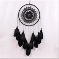 Handmade black dream catcher with lace flower pattern and goose feather wall hanging decor - MS6013A Black