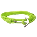 Neon green multi-layer braided nylon bracelet with a silver metal anchor clasp - Neon Green