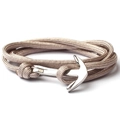 Beige nautical braided bracelet with polished silver anchor clasp for men and women - Off-White