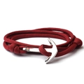 Handmade nautical navy red woven bracelet with silver anchor clasp for men and women - Burgundy