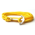 Handmade nautical anchor bracelet featuring multilayered yellow woven cord and metal clasp - Yellow