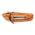Orange braided nautical bracelet featuring a polished silver anchor clasp with Vikings text - Orange Blue and White
