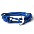 Navy style multi-layer blue woven bracelet with silver anchor clasp for men and women - Blue