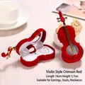 Creative red violin jewelry box for earrings and necklaces in soft velvet material - Violin Style / Red