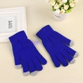 Winter thermal touch screen knit magic gloves for men and women in royal blue color - L / Blue