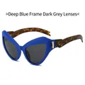 Lunettes de soleil cyclisme oeil de chat avec monture bleu foncé et branches écaillées - Monture Bleue Verres Gris Noir (C0.6)