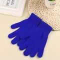 Dettaglio guanti in maglia blu reale con polsini elastici a coste per il calore - Taglia unica / Blu