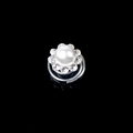 Silver twist hair pin with white pearl and rhinestone flower on reflective surface - 5# Large Pearl Flower
