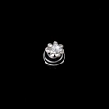 Silver spiral hair pin with flower design and sparkling clear rhinestones on black - 7# Rhinestone Rose