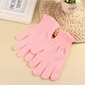 Pink knit winter gloves with ribbed cuffs made from soft acrylic yarn for men and women - One Size / Pink