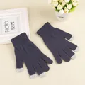 Guanti in maglia invernale blu scuro con funzione touch screen e punte delle dita grigie - L / Blu scuro