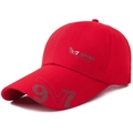 Casquette de baseball rouge pour hommes avec imprimés 9V7 Sport et bord large - Réglable / Rouge