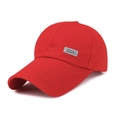 Outdoor sports red canvas baseball cap with grey logo patch for sun protection - Adjustable / Red